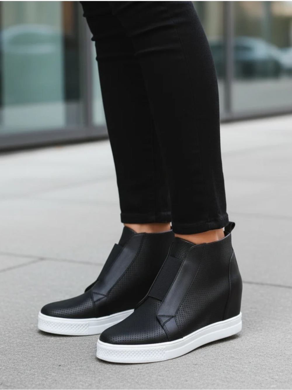 Steve Madden Black Slip-On Perforated Suede Sneaker Loafers